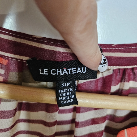 Le Chateau Sheer Short Sleeve Tunic Blouse Sz S - Picture 3 of 5